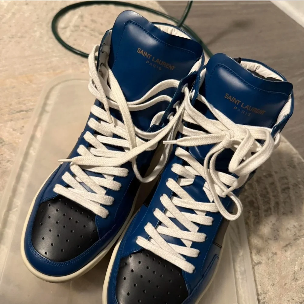Saint Laurent Blue and Black High-Top Sneakers Authentic Men’s 6.5 Women’s 8 - Picture 3 of 3